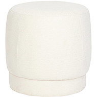 Atmosphera Upholstered round pouf AMEA bouclé, diameter 39 cm, white - Ottoman
