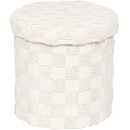 Atmosphera Round folding stool PASTI, tufted, diameter 38 cm, white - Ottoman