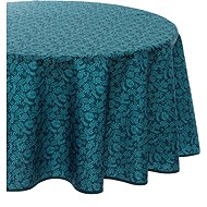 Atmosphera Round tablecloth, grey-green with leaf print, 180 cm - Tablecloth