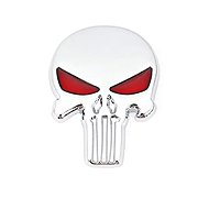 PREXIM Sticker metal skull chrome, red eyes - Self-Adhesive Sticker