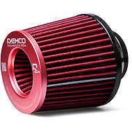 Raemco sports air filter, length 130 mm, inlet 77 mm, colour red - Air Filter