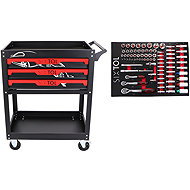 SIXTOL Workshop trolley with tools Mechanic Trolley Jason 80, 3 drawers, 1 shelf, 80 tools - Tool trolley