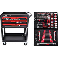 SIXTOL Workshop trolley with tools Mechanic Trolley Jason 94, 3 drawers, 1 shelf. 94 tools - Tool trolley
