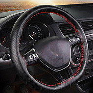 PREXIM Steering wheel cover perforated black with red thread - Steering Wheel Cover