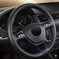 PREXIM Steering wheel cover perforated black with blue thread - Steering Wheel Cover