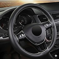 PREXIM Steering wheel cover perforated black with grey thread - Steering Wheel Cover