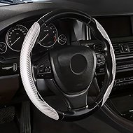 PREXIM Steering wheel cover two-piece carbon silver-white - Steering Wheel Cover