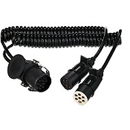 SIXTOL Trailer Cable 9 spiral adapter from 15pin to 2 × 7pin plug (S+N), 24 V, 3.5 m - Tow Hitch Reducer Adapter