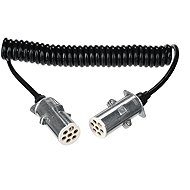 SIXTOL Trailer Cable 12 Connecting spiral cable 7pin type S, metal plug, 24 V, 3,5 m - Tow Hitch Reducer Adapter