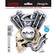 PREXIM Self-adhesive decors motor with coloured skull - Car Sticker