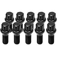 TPI Wheel Bolts (10 pcs), Conical Seat, 17mm Flower, M14 × 1.25, 40mm, Black Colour - Wheel Bolts
