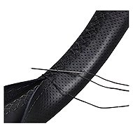 PREXIM Leather Steering Wheel Cover L Black with Black Thread - Steering Wheel Cover
