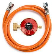 GIMEG Set 60cm Hose and 30MBar Regulator with Fuse and Left-Hand Thread - Gas Hose