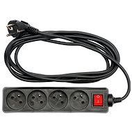 Extension black 5 m, 4 drawers, switch - Extension Cable