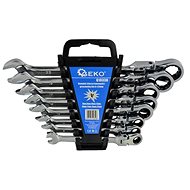 GEKO 8-Piece Flexible Head Ratchet Spanner Set, 8-22mm, Plastic Holder - Wrench Set