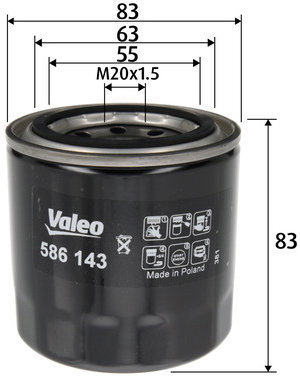 VALEO 586143 for HYUNDAI, KIA - Oil Filter