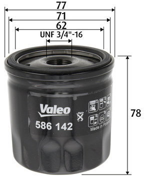 VALEO 586142 for AUDI, SEAT, SKODA, VW - Oil Filter