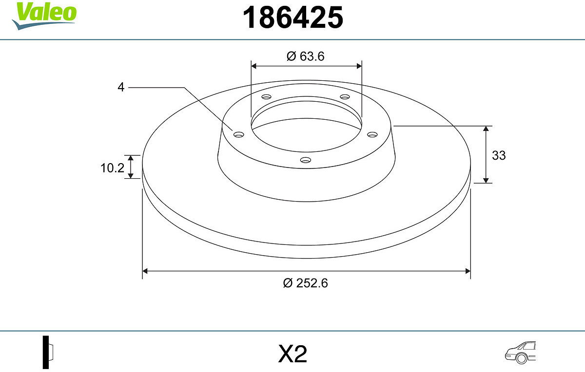 VALEO Brake Disc 186425 - Brake Disc