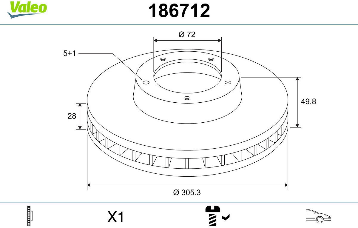 VALEO Brake Disc 186712 - Brake Disc