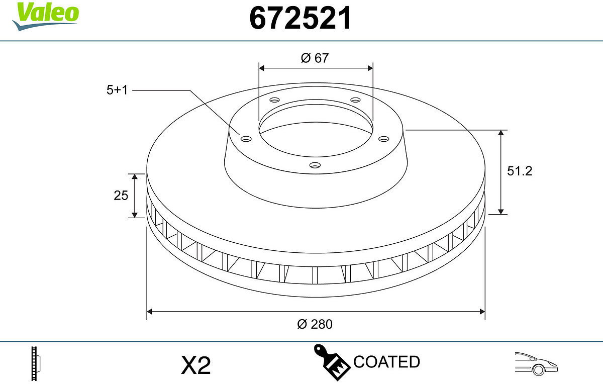 VALEO Brake Disc 672521 - Brake Disc