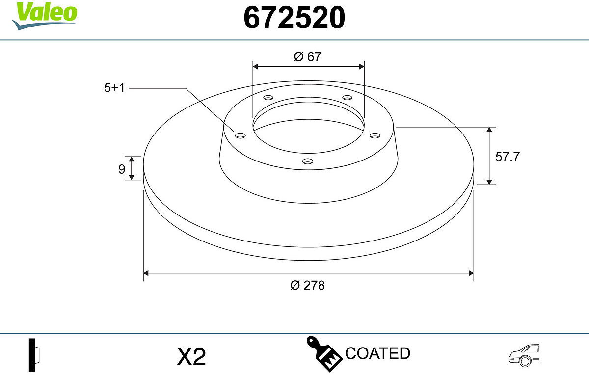 VALEO Brake Disc 672520 - Brake Disc