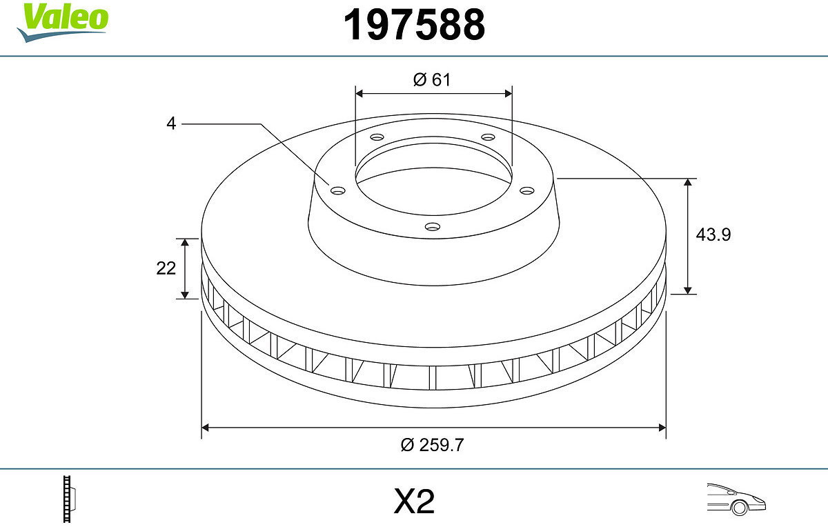 VALEO Brake Disc 197588 - Brake Disc