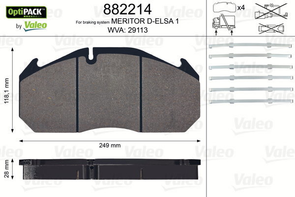VALEO Brake Pads 882214 - Brake Pads