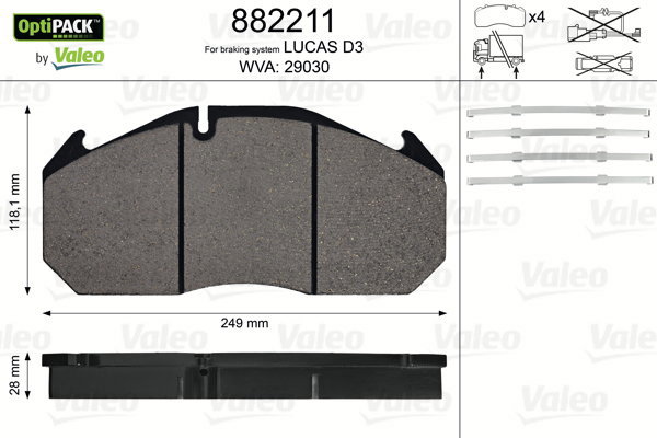 VALEO Brake Pads 882211 - Brake Pads