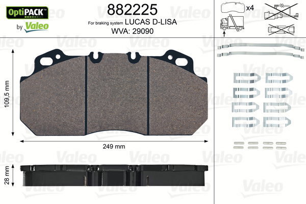 VALEO Brake Pads 882225 - Brake Pads