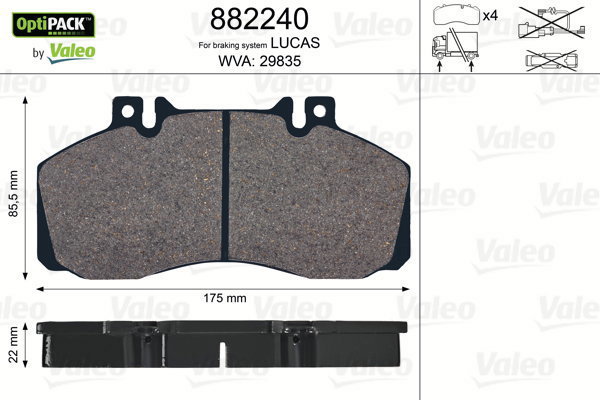 VALEO Brake Pads 882240 - Brake Pads