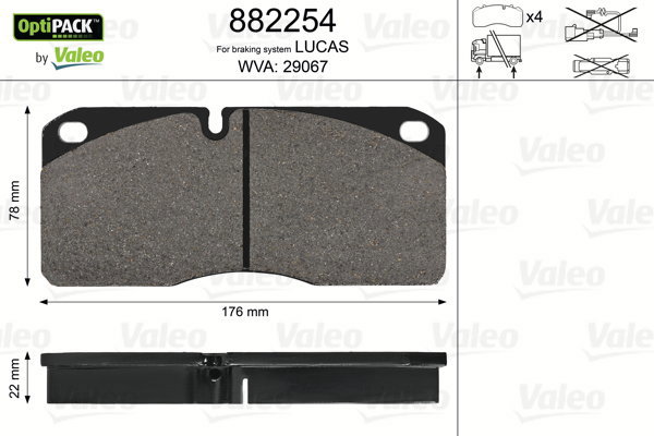 VALEO Brake Pads 882254 - Brake Pads