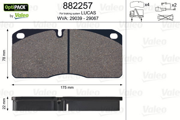 VALEO Brake Pads 882257 - Brake Pads