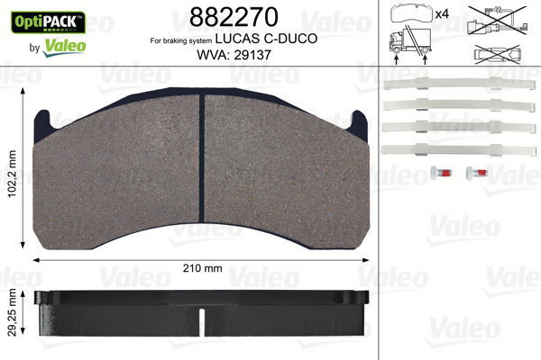 VALEO Brake Pads 882270 - Brake Pads