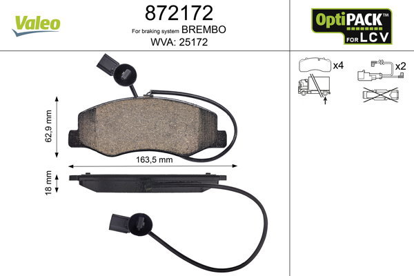 VALEO Brake Pads 872172 - Brake Pads