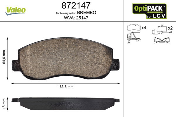 VALEO Brake Pads 872147 - Brake Pads