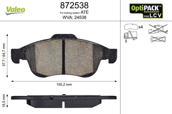 VALEO Brake Pads 872538 - Brake Pads