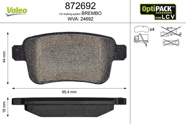 VALEO Brake Pads 872692 - Brake Pads