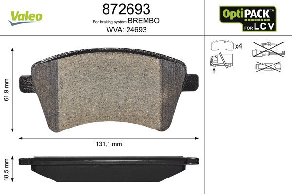 VALEO Brake Pads 872693 - Brake Pads
