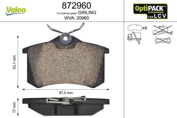 VALEO Brake Pads 872960 - Brake Pads