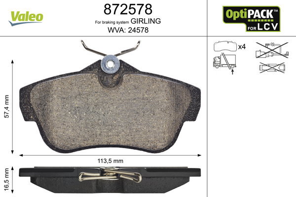 VALEO Brake Pads 872578 - Brake Pads