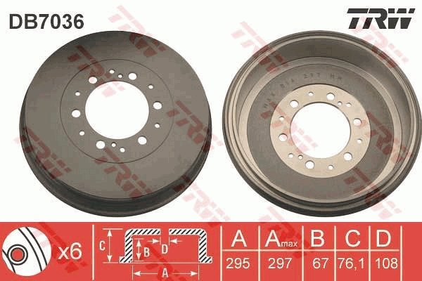 TRW Brake Drum DB7036 - Brake drum