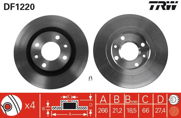 TRW Brake disc DF1220, set of 2 - Brake Disc