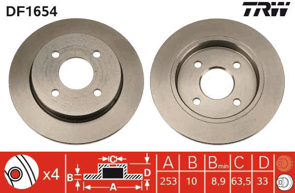 TRW Brake disc DF1654, set of 2 - Brake Disc