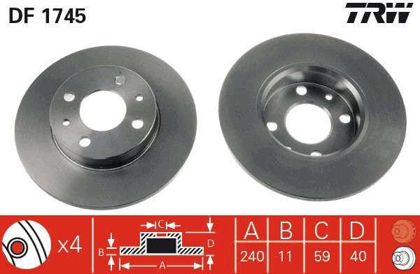 TRW Brake disc DF1745, set of 2 - Brake Disc