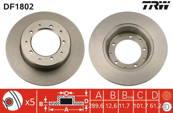 TRW Brake disc DF1802, set of 2 - Brake Disc