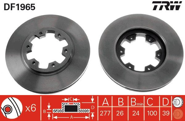 TRW Brake disc DF1965, set of 2 - Brake Disc