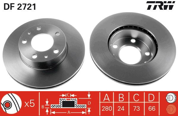 TRW Brake disc DF2721, set of 2 - Brake Disc