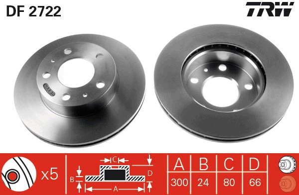 TRW Brake disc DF2722, set of 2 - Brake Disc