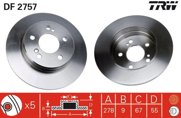 TRW Brake disc DF2757, set of 2 - Brake Disc