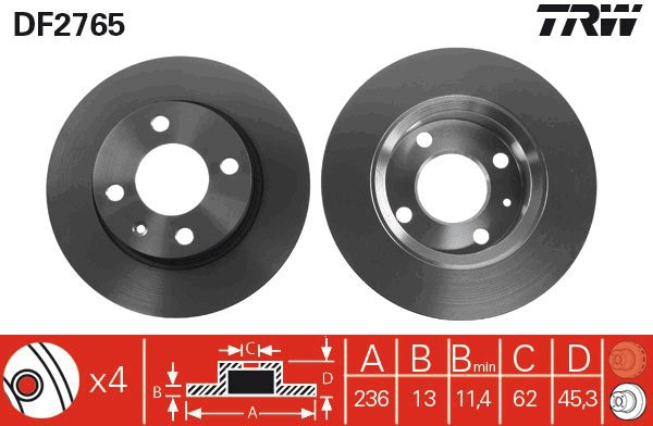 TRW Brake disc DF2765, set of 2 - Brake Disc